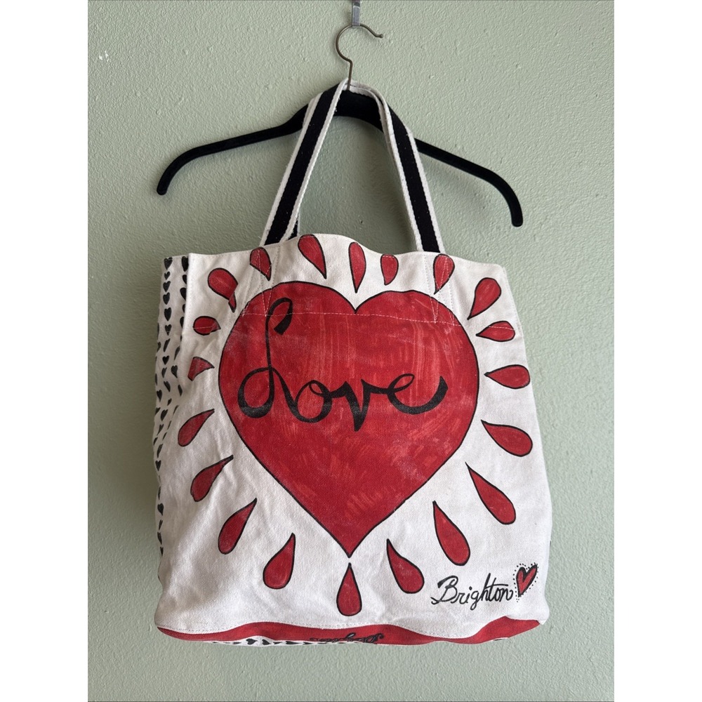 Brighton Love is All You Need Canvas Tote Bag Multicolor Heart Floral Pop Art